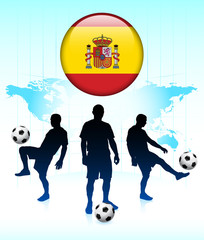 Wall Mural - Spain Flag Icon on Internet Button with Soccer Team