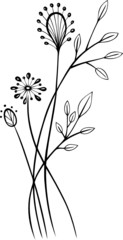 Fototapete - black art, Blumen, Blüten, Ranke, floral, Gräser