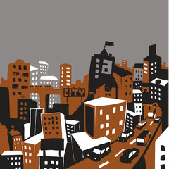 Wall Mural - big city illustration