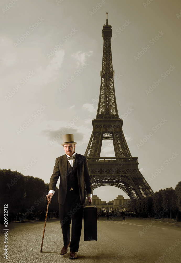 Gentleman in Paris - obrazy, fototapety, plakaty 