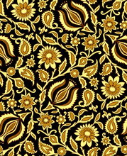 Vector. Seamless Floral Background With Golden Colors.