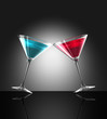 red and blue cocktail glasses
