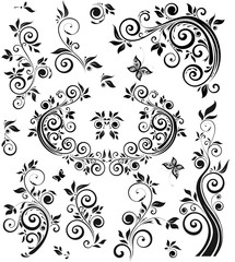 Poster - Vintage floral black design