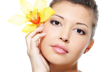 Bbeauty  female face with flower