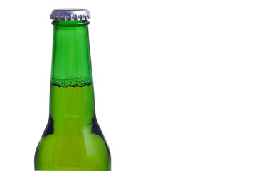 Green beer bottle isolated on a white background