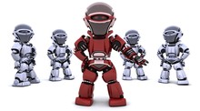 Red Robot Leading A Team