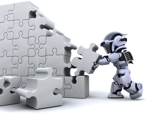 robot solving jigsaw puzzle