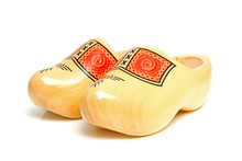 Pair Of Traditional Dutch Yellow Wooden Shoes
