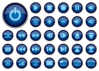 media player icons, vector illustration