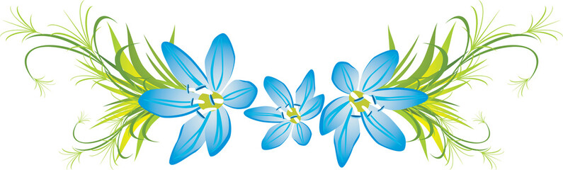 Wall Mural - Branch with three spring flowers. Vector