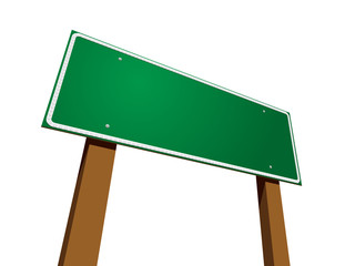 Wall Mural - Blank Green Road Sign on White