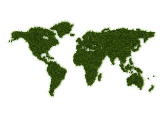 world map from green grass