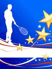 Canvas Print - Tennis Player on Abstract Patriotic Background