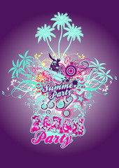 Poster - Partyflyer Vorlage Swirly Summer Party