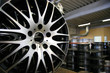 wheel rim in a warehouse