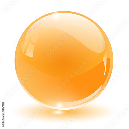 3D crystal, glass sphere, vector.