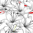 seamless pattern with white lily flowers