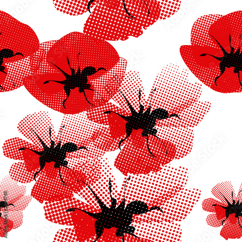 Naklejka - mata magnetyczna na lodówkę floral seamless pattern with poppy