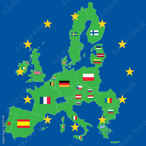  Fototapeta mapa Europy   mapa-unii-europejskiej-z-flagami-panstw