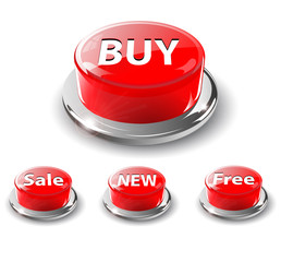 Poster - Web buttons, 3d red vector.