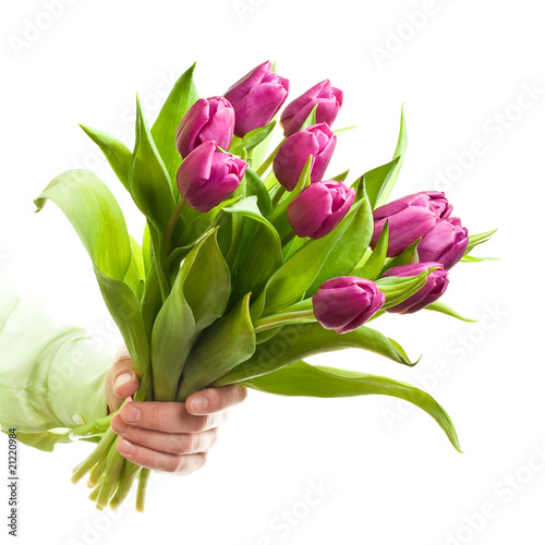 Zdjęcie XXL ręka trzyma kwiaty