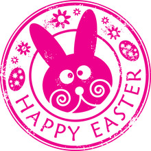 Pink Grunge Stamp With Bunny And The Word Happy Easter