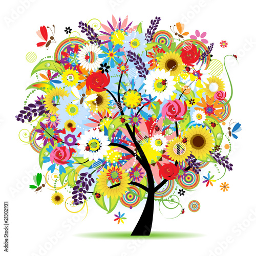 Naklejka dekoracyjna Floral tree beautiful