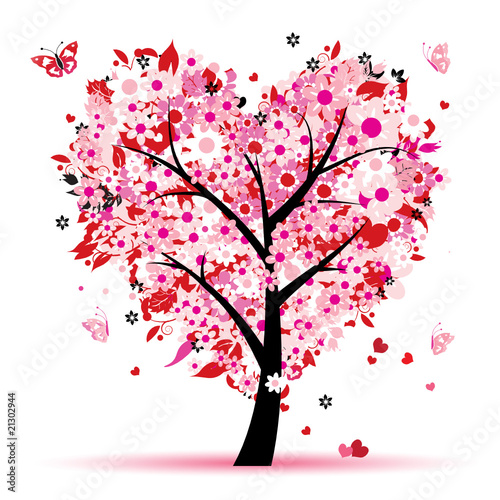 Valentine tree, love, leaf from hearts © Kudryashka