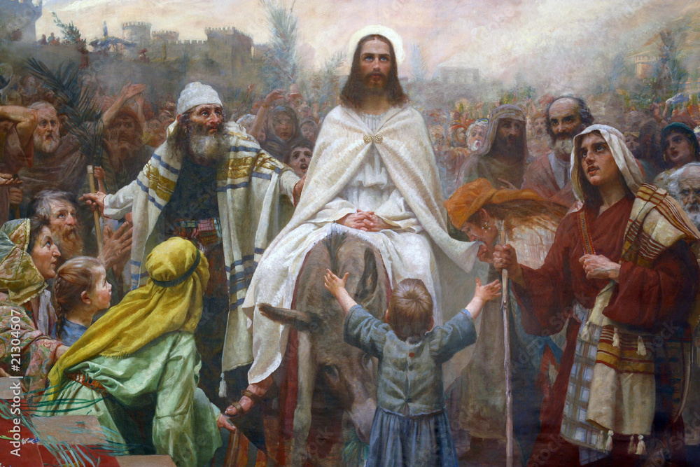 Jesus on Palm Sunday - obrazy, fototapety, plakaty 