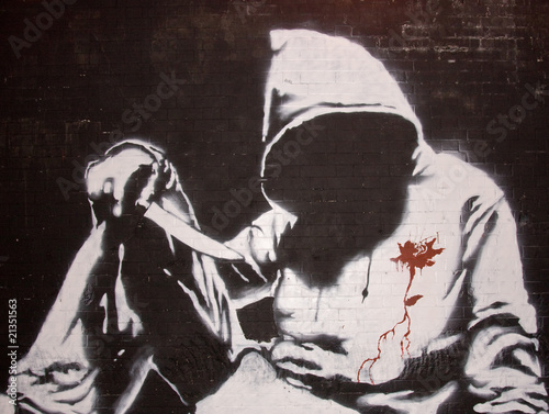 Zdjęcie XXL Banksy graffiti przy puszka festiwalem, Londyn