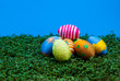 Pile of easter eggs on cress