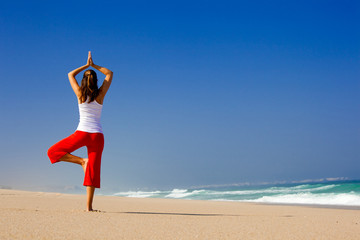 Wall Mural - Young woman making Yoga