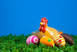 Easter eggs and hen on cress