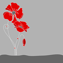 Wall Mural - Poppy Background Grey