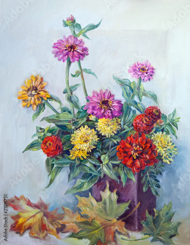 Naklejka na meble original art work by oil. Flowers