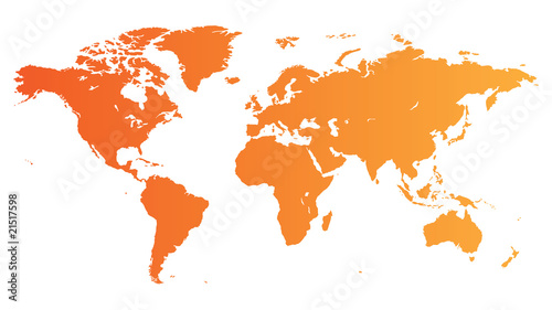 Orange World map Canvas