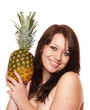 canvas print picture - Frau hält Ananas