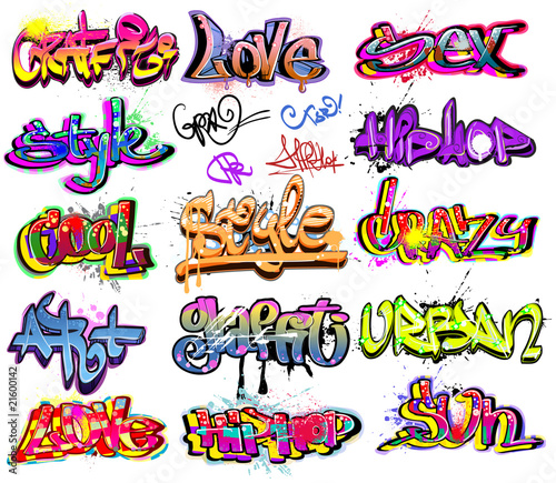 Naklejka dekoracyjna Graffiti vector background collection. Hip-hop design