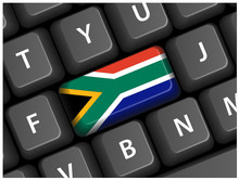 South African Flag Key On Keyboard (Republic Web Button Vector)