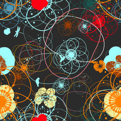 Wall Mural - Vector Retro Floral (Seamless Pattern)