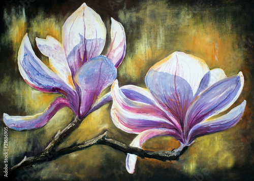 Fototapeta na wymiar Magnolia flowers.My own artwork.