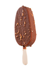 Sticker - ice cream covered with chocolate and almonds..