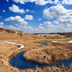 blue spring river in a steppe