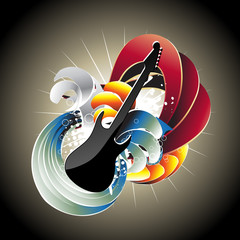 Wall Mural - guitar in abstract background
