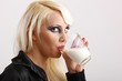 beautiful woman with a glass of milk