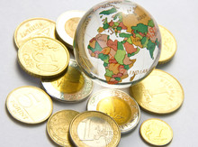 World Globe And Different Coins