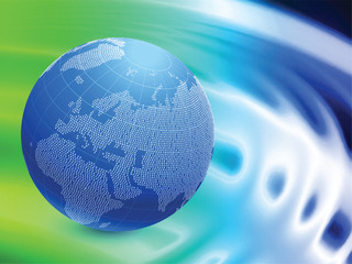 Wall Mural - Globe on Abstract Liquid Wave Background