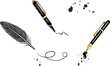 Füller, Schreibfeder, Stift, gold, schwarz, Set