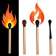 © freebird - Match on fire on black and Set of matches on white