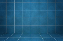 Interior Blue Marble Tiled Wall With Shadows